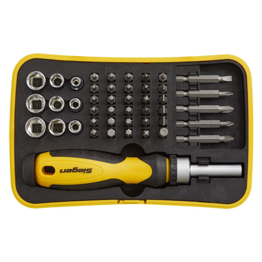 Siegen S0979 Socket & Bit Set 45pc Ratchet Screwdriver