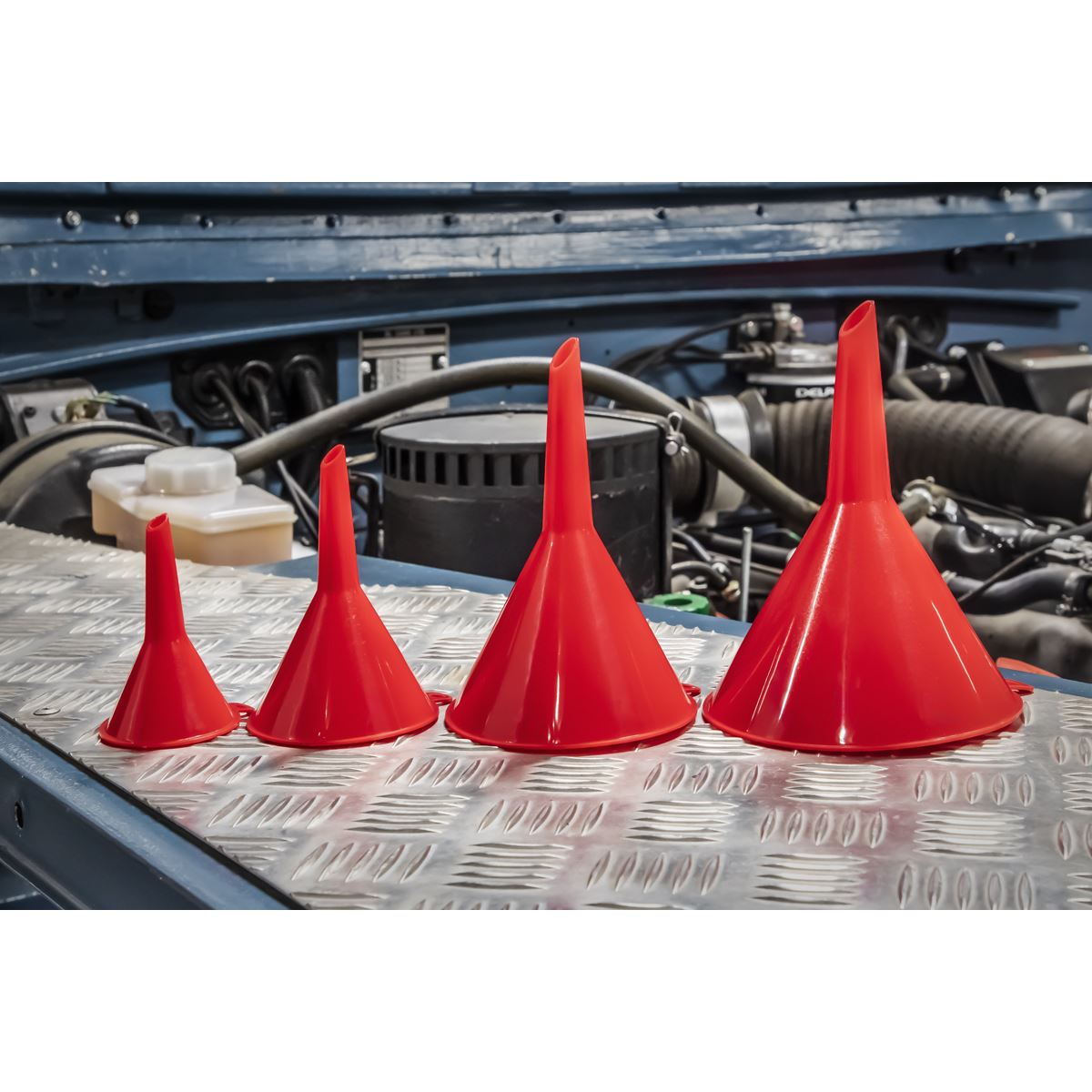 Sealey F92 Economy Fixed Spout Funnel Set 4pc - Small