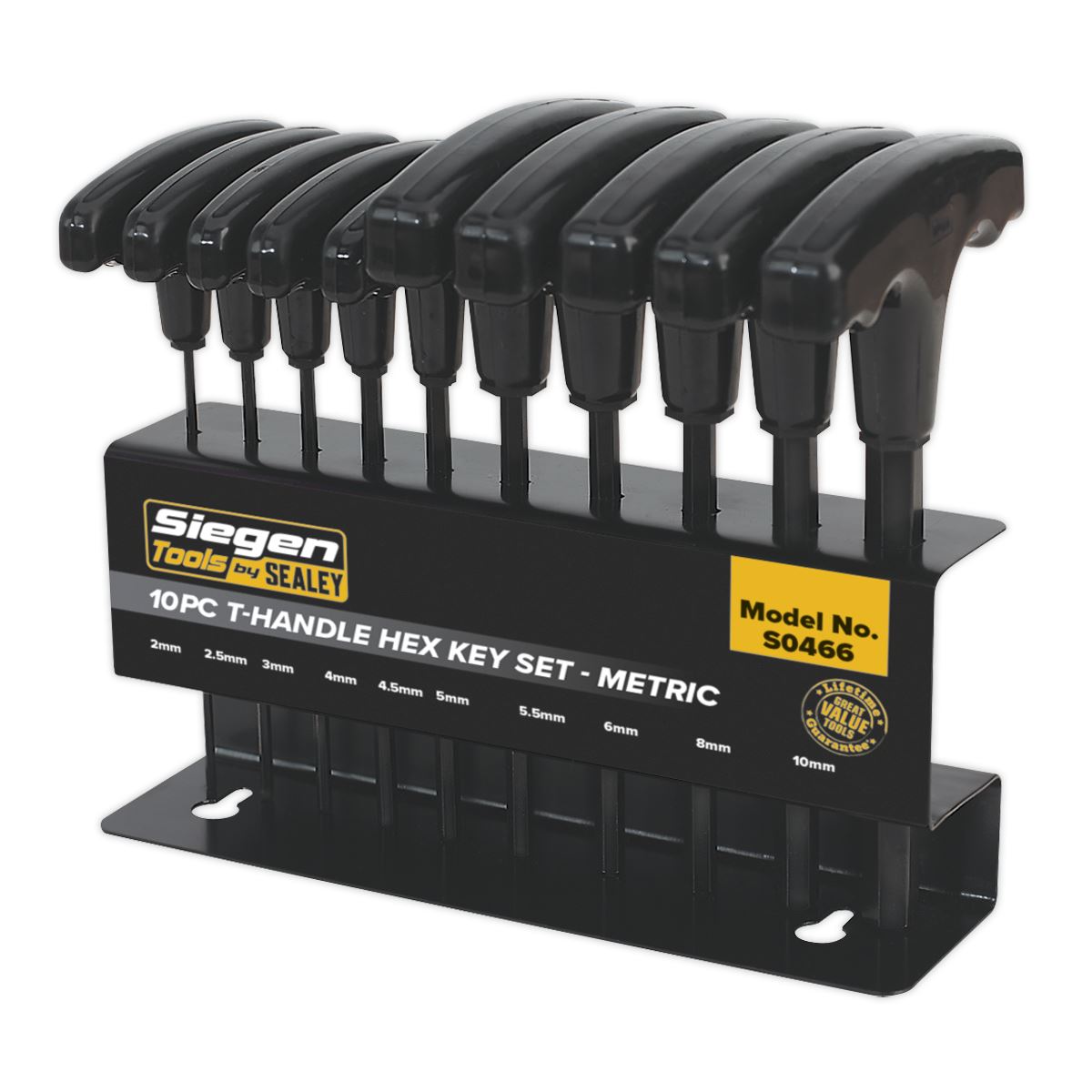 Siegen S0466 Hex Key Set 10pc T-Handle - Metric