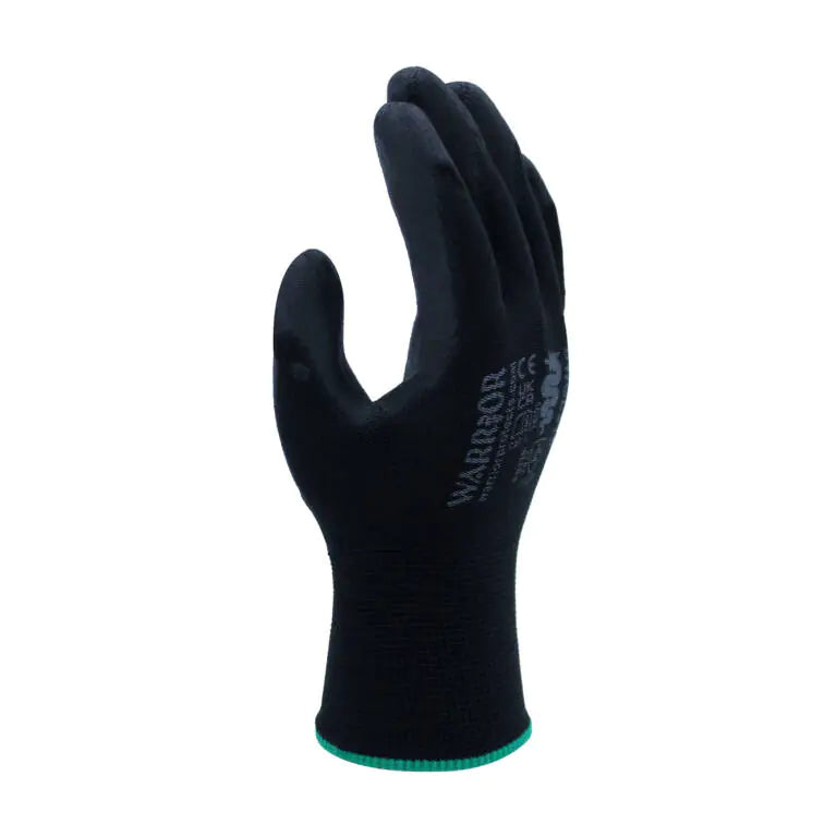 Warrior GL3PK Black PU Coated Safety Work Gloves Builders Gardening Mechanic