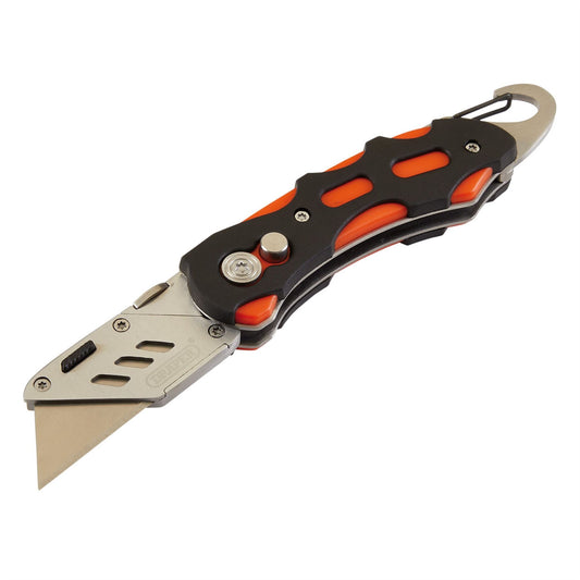 Draper 24424 Folding Trimming Knife with Belt Clip Green/Orange