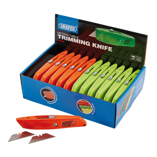 Draper 75285 Easy Find Retractable Trimming Knife with 2 x Blades