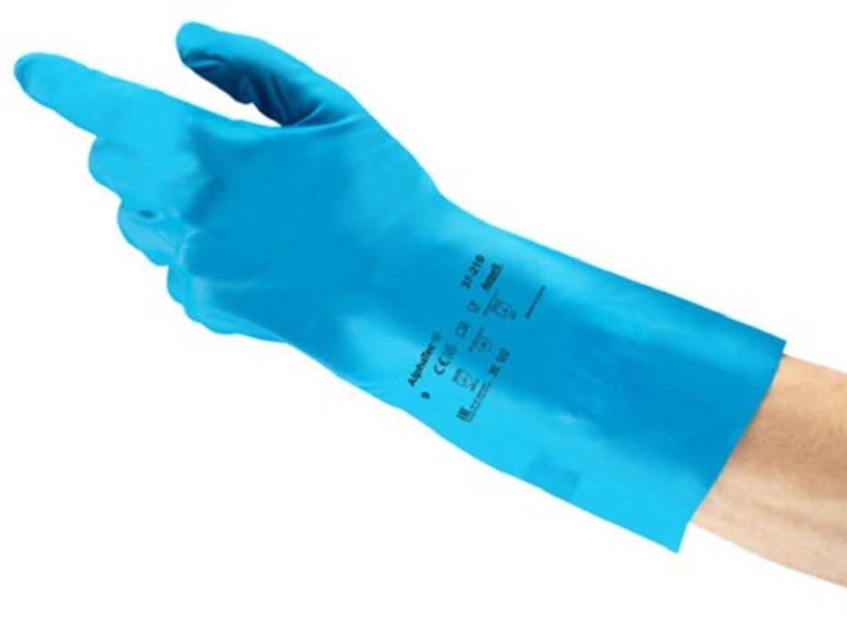 Ansell 37-210 Blue Nitrile Unlined Rubber Gloves