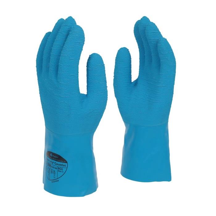 Polyco Blue Grip Crinkle Latex Gloves