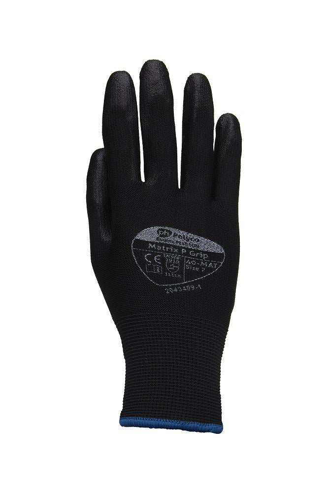 Polyco Matrix P Grip Black PU Coated Nylon Work Gloves Builders DIY Gardening