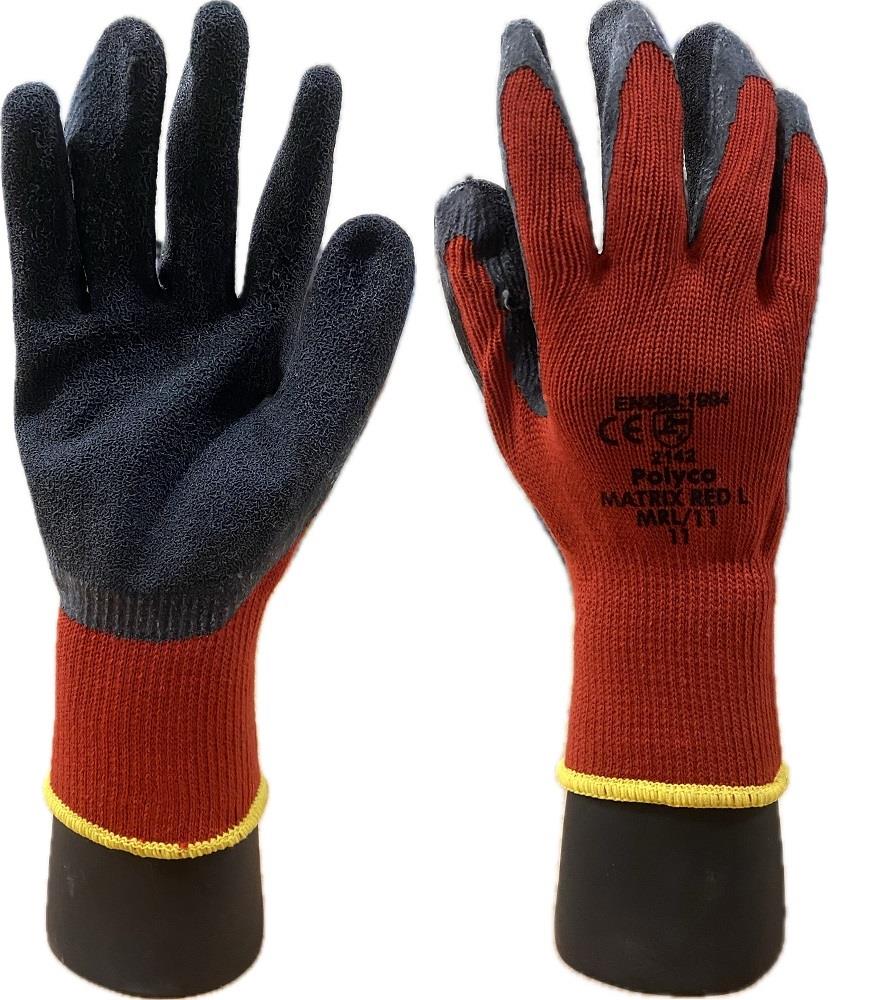 Polyco Matrix Red L Industrial Quality Latex Palm Builders Work Gloves PPE
