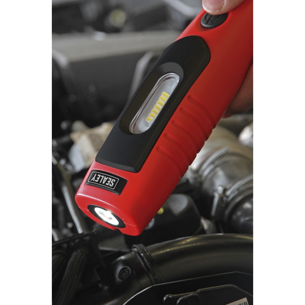 Sealey LED3602R Rechargeable 360° Inspection Light 4W & 3W SMD LED Red Lithium-ion