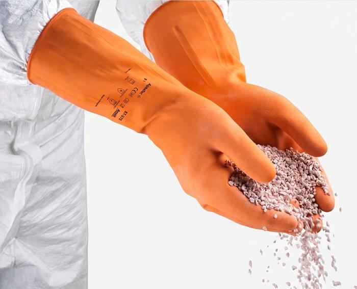 Ansell AlphaTec 87-370 G02T Orange Latex Rubber Gloves