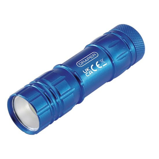 Draper 90103 COB LED Aluminium Hand Torch 3W 85 Lumens 3 x AAA Batteries Supplied