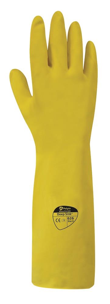 Polyco Deep Sink 40cm Extra Long Yellow Latex Rubber Gloves