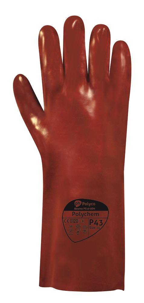 Polyco Polychem P43 Red PVC Gauntlet 35cm