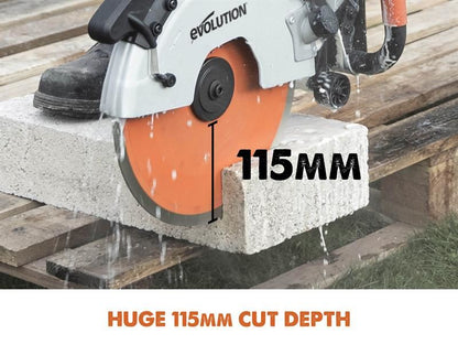 Evolution R300dct+ 300mm Electric Disc Cutter Concrete Saw 2400w 240v With Water Dust Suppression