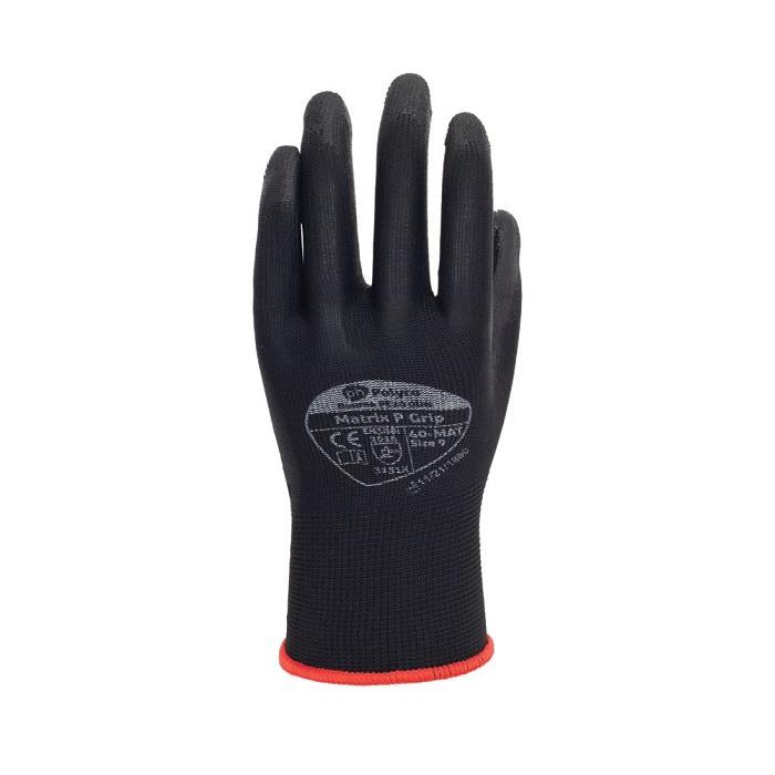 Polyco Matrix P Grip Black PU Coated Nylon Work Gloves Builders DIY Gardening