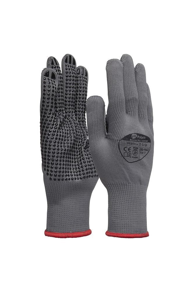 Polco Matrix D Grip Grey PVC Polka Dot Palm Nylon Work Gloves Warehouse Packing