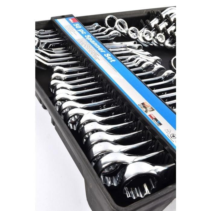 Hilka 50pc Combination Spanner Set Metric Obstruction Ring Professional Tool Kit