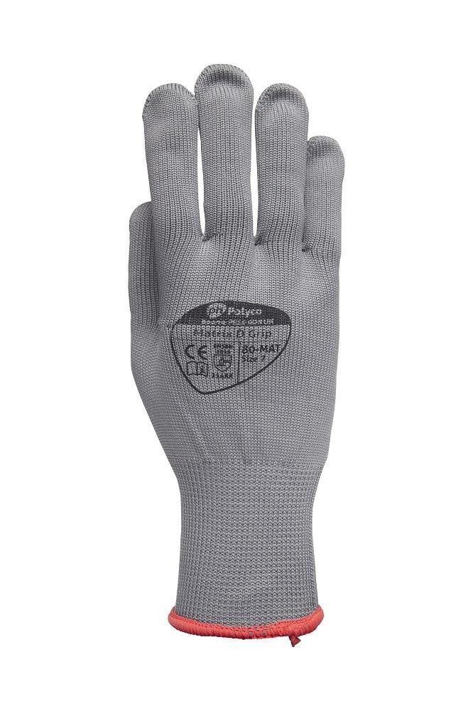 Polco Matrix D Grip Grey PVC Polka Dot Palm Nylon Work Gloves Warehouse Packing