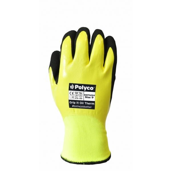 POLYCO Grip It Oil Therm Warm Winter Fleece Lined Waterproof Safety Work Gloves