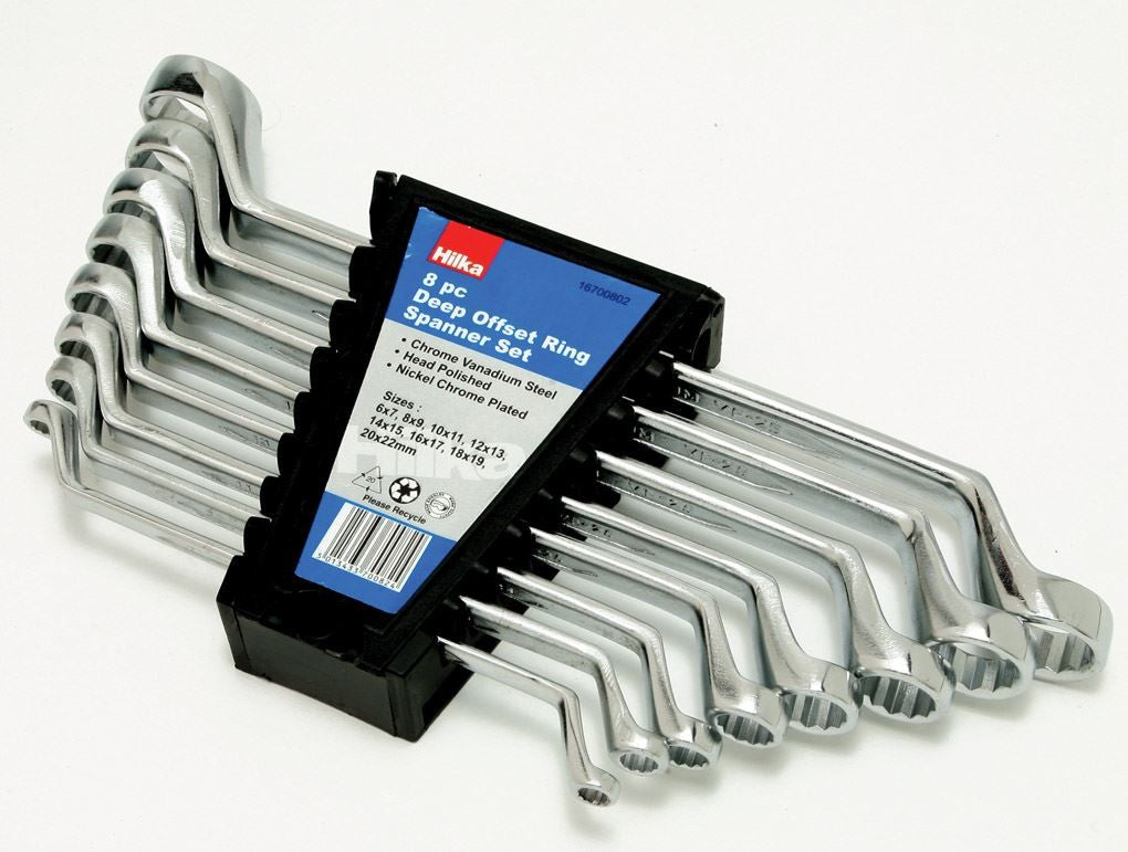 Hilka 8 Piece Deep Offset Ring Spanner Set Metric 6-22mm 16700802