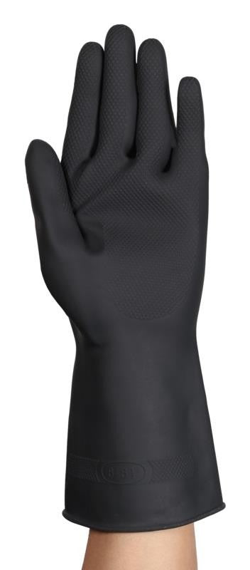 Ansell Marigold AlphaTec 87-118 Heavy Duty Black Latex Rubber Gloves Long Cuff