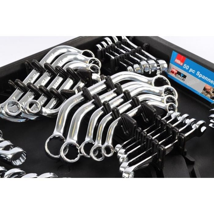 Hilka 50pc Combination Spanner Set Metric Obstruction Ring Professional Tool Kit