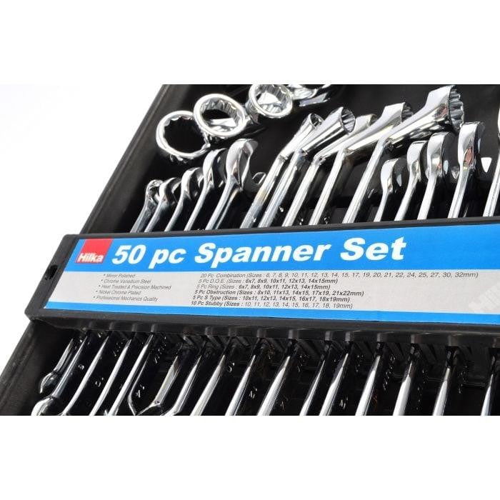 Hilka 50pc Combination Spanner Set Metric Obstruction Ring Professional Tool Kit