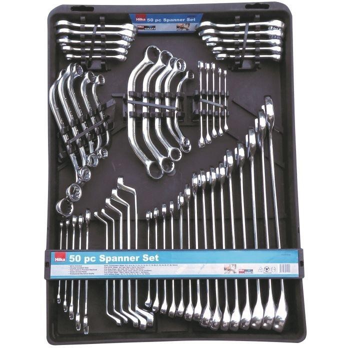 Hilka 50pc Combination Spanner Set Metric Obstruction Ring Professional Tool Kit