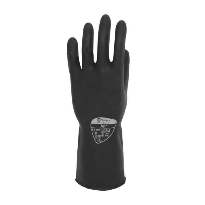 Polyco Jet Black Heavy Duty Rubber Gloves Chemical Protection
