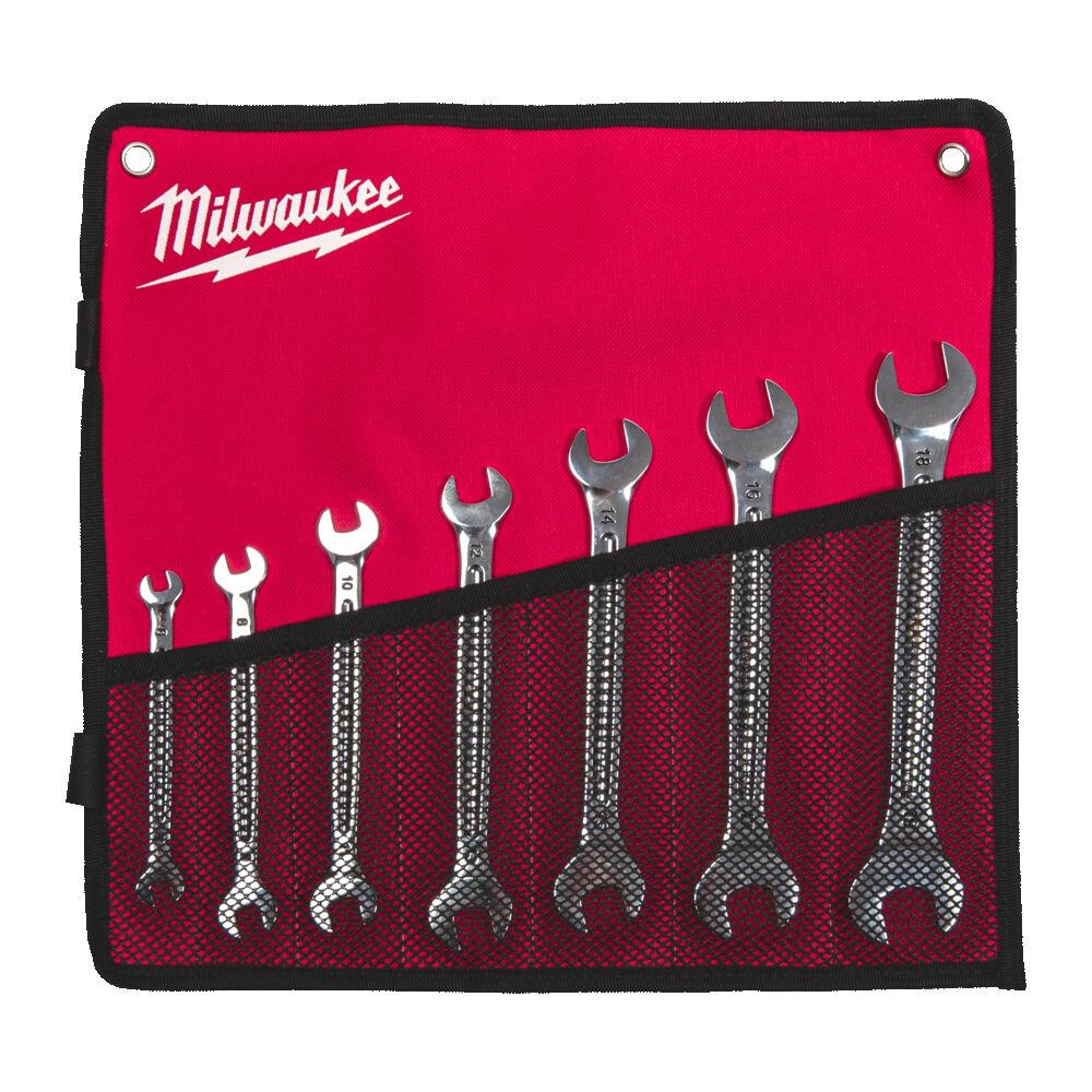 Milwaukee 4932492713 Double Open End Spanner Set 7pc With Pouch