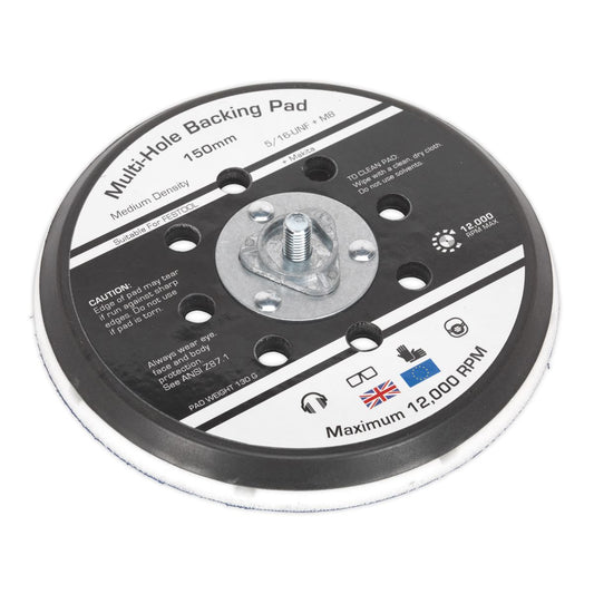 Sealey AK289 Universal Dust-Free Stick-On DA Backing Pad Ø150mm x 5/16"UNF & M8