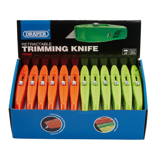 Draper 75285 Easy Find Retractable Trimming Knife with 2 x Blades