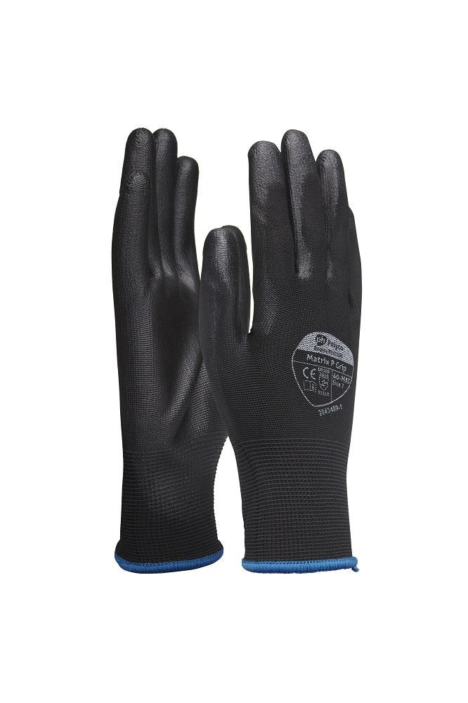 Polyco Matrix P Grip Black PU Coated Nylon Work Gloves Builders DIY Gardening