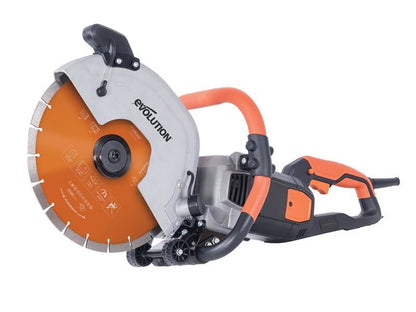 Evolution R300dct+ 300mm Electric Disc Cutter Concrete Saw 2400w 240v With Water Dust Suppression