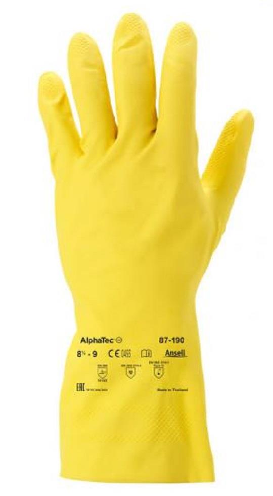 Ansell AlphaTec 87-190 Yellow Latex Gloves