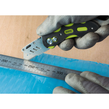 Draper 24424 Folding Trimming Knife with Belt Clip Green/Orange