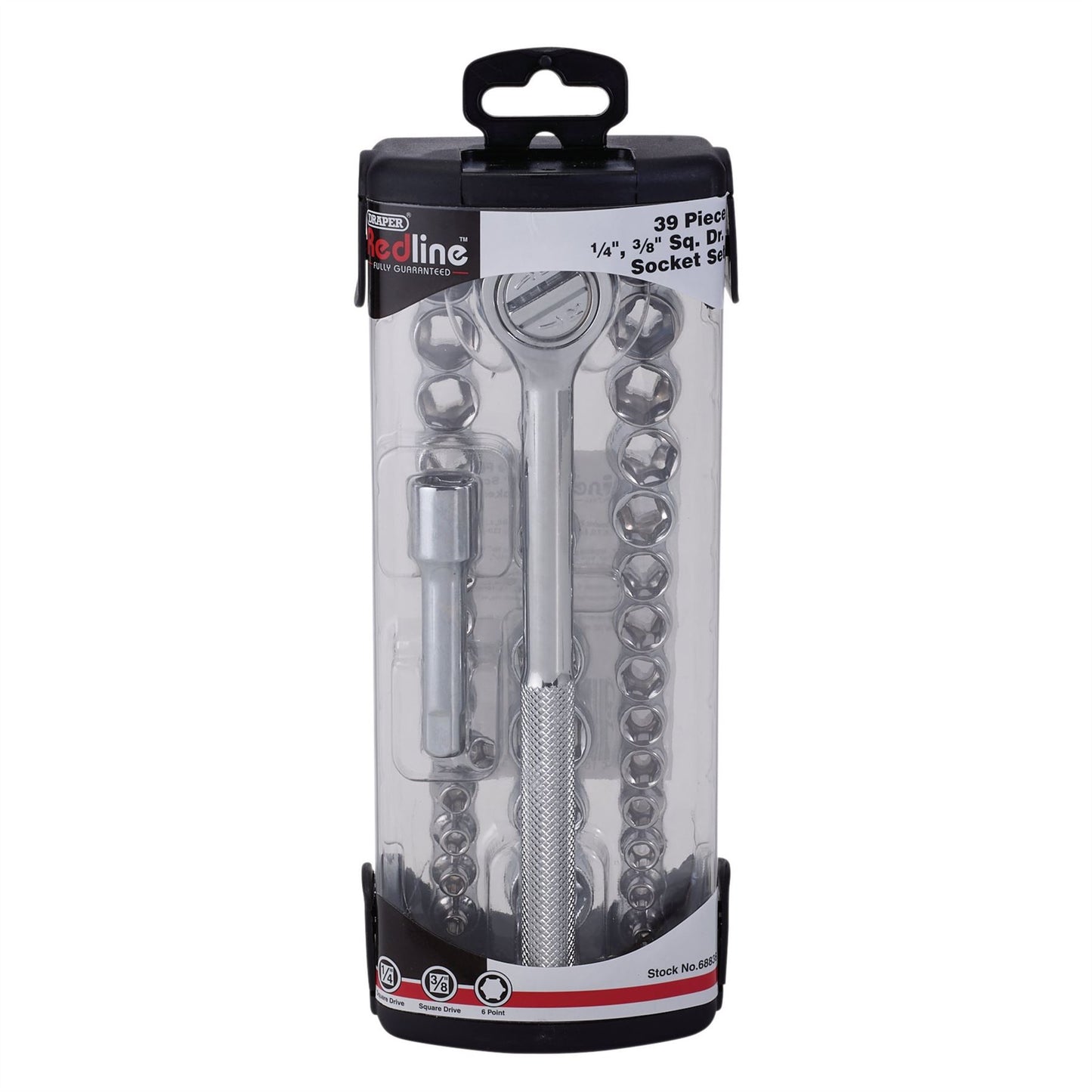 Draper 68836 Redline® Socket Set 1/4" 3/8" Sq. Dr. 39 Piece