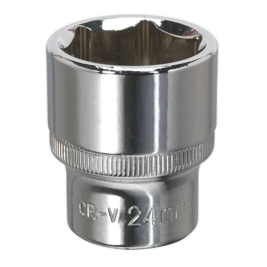 Sealey SP1224 WallDrive® Socket 24mm 1/2"Sq Drive Fully Polished