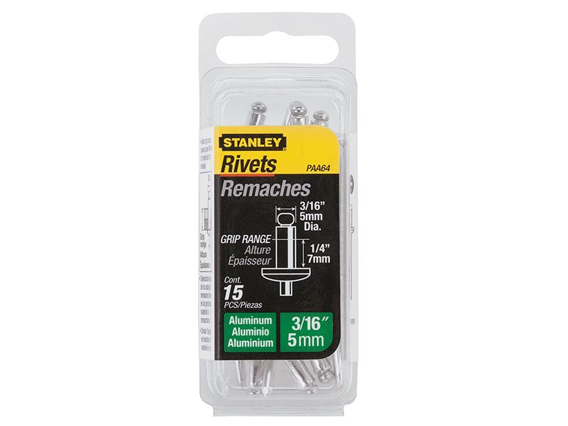 Stanley 1-Paa64 Aluminium Rivets Medium 5 X 7mm Pack Of 15