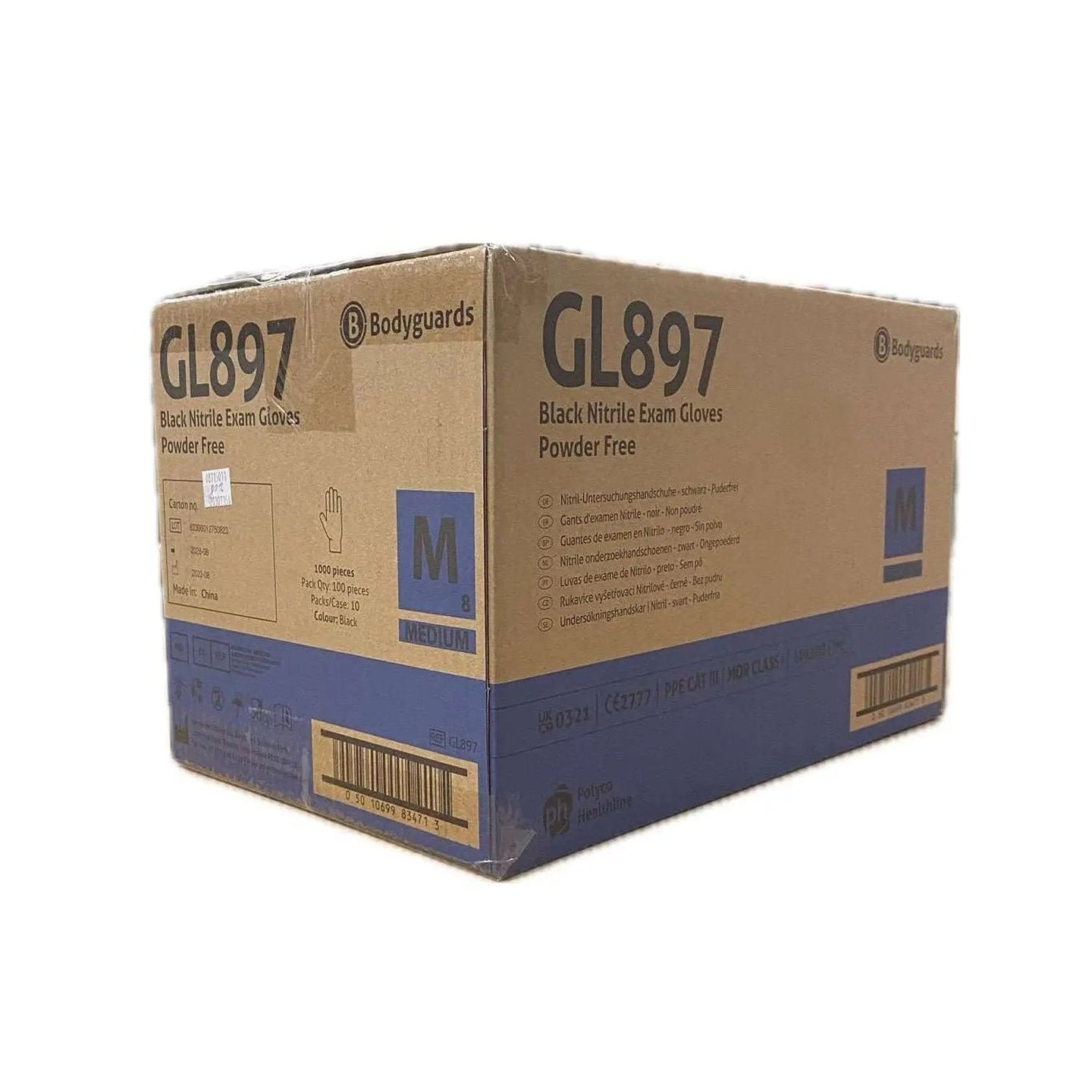 Bodyguards GL897 Medium Black Nitrile Gloves - Bulk Case of 1000