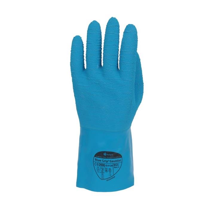 Polyco Blue Grip Crinkle Latex Gloves