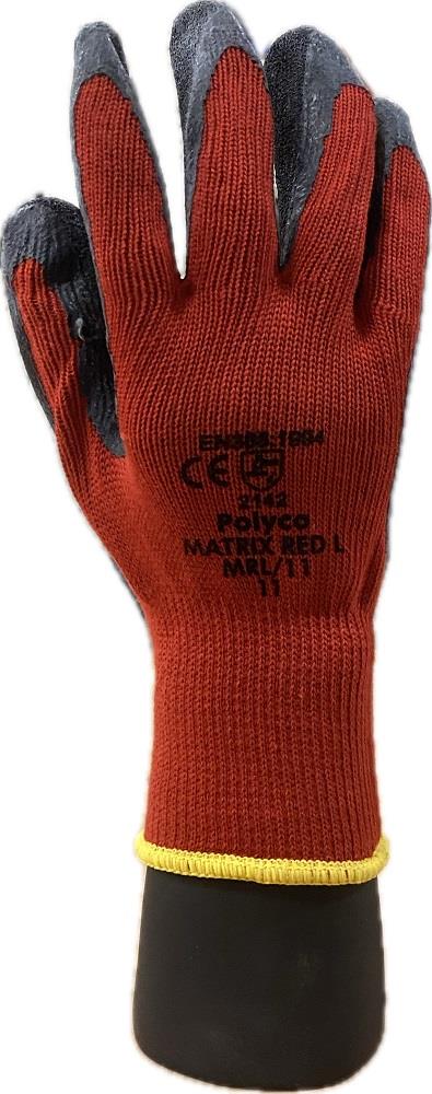 Polyco Matrix Red L Industrial Quality Latex Palm Builders Work Gloves PPE
