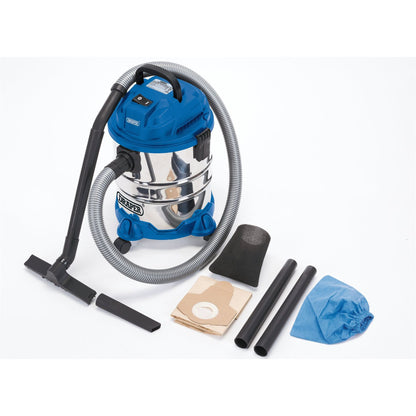Draper 20515 230V Wet and Dry Vacuum Cleaner with Stainless Steel Tank 20L 1250W