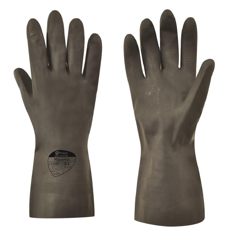 PH Polyco Maxima Black Latex Rubber Gloves
