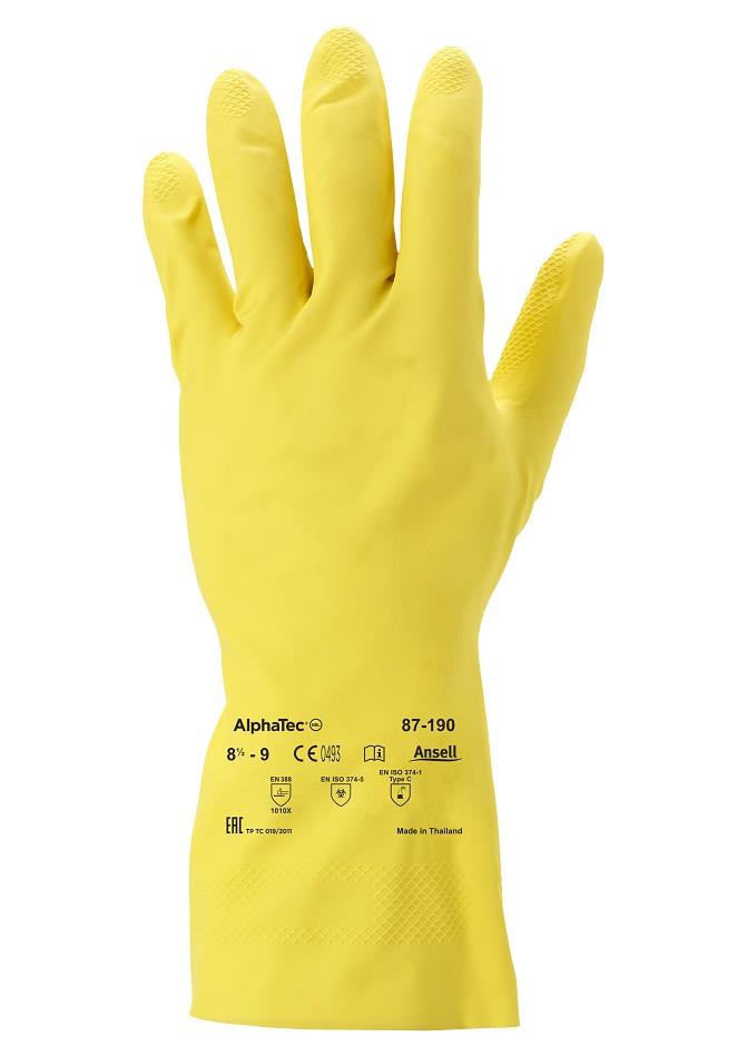 Ansell AlphaTec 87-190 Yellow Latex Gloves