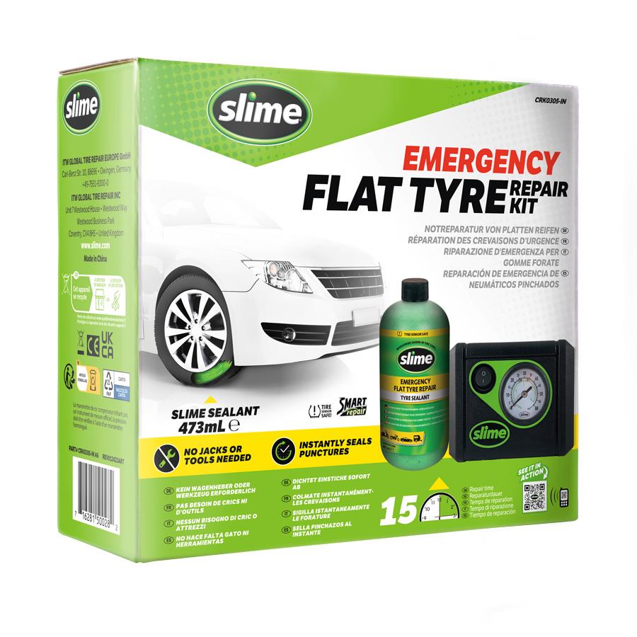 Slime Car Emergency Flat Tyre Repair Sealant Tire Smart Kit With Air Compressor