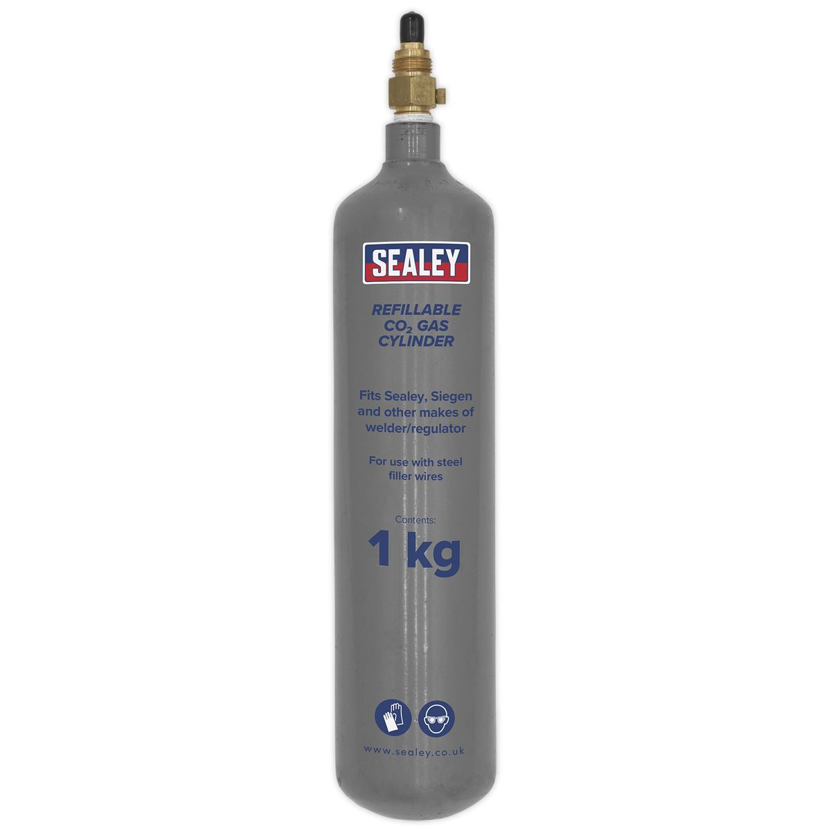 Sealey CO2/1KG Refillable Carbon Dioxide Gas Cylinder 1kg