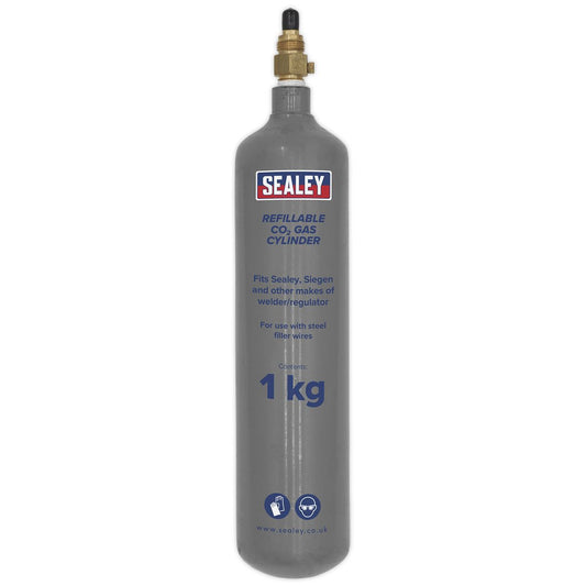 Sealey CO2/1KG Refillable Carbon Dioxide Gas Cylinder 1kg