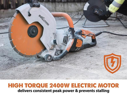 Evolution R300dct+ 300mm Electric Disc Cutter Concrete Saw 2400w 240v With Water Dust Suppression