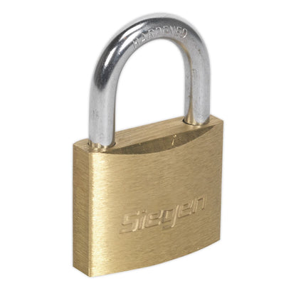 Siegen S0987 Brass Body Padlock with Brass Cylinder 40mm