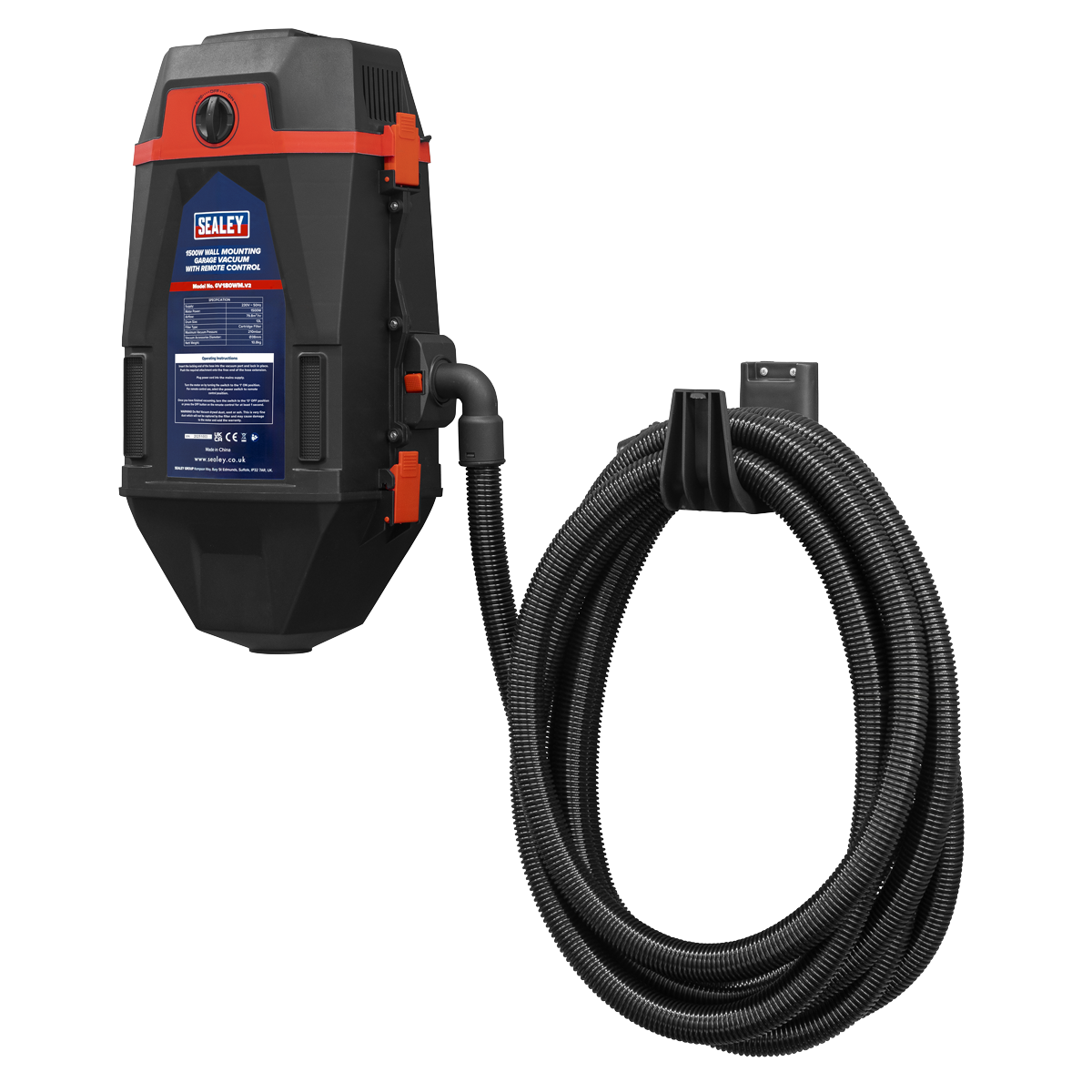 Sealey GV180WM Garage Vacuum with Remote Control 1200W - Wall Mounting