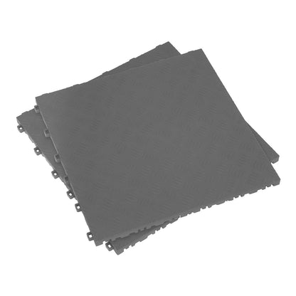 Sealey FT3G Polypropylene Floor Tile 400 x 400mm - Grey Treadplate - Pack of 9